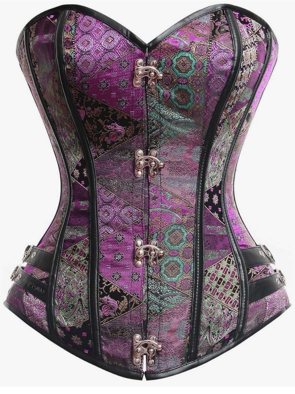 Purple Patchwork Brocade Overbust Corset